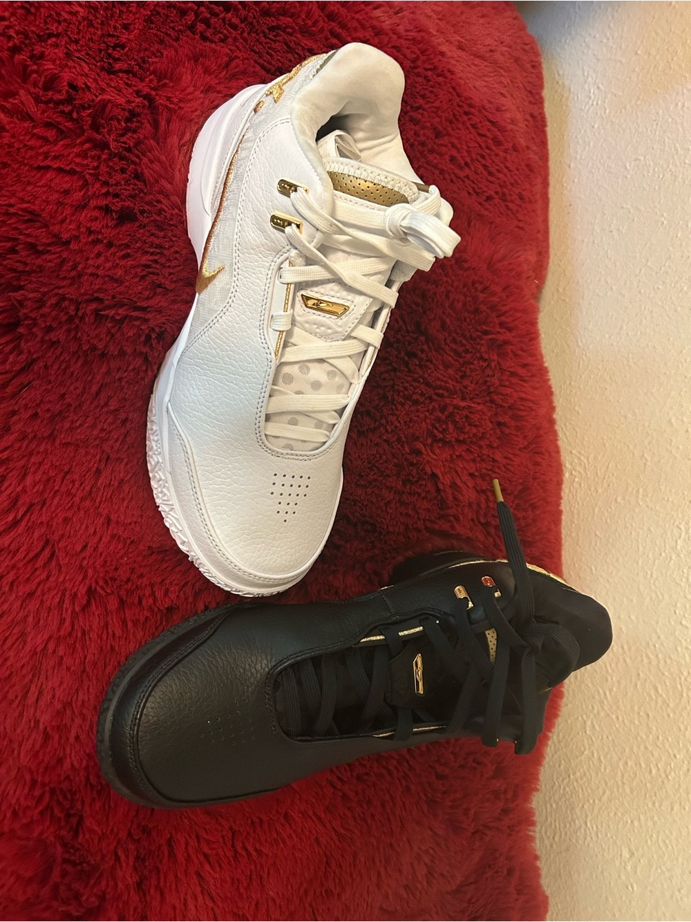 Nike Men's LeBron’s Dual Tone Sneakers in White, Black with Gold Accents